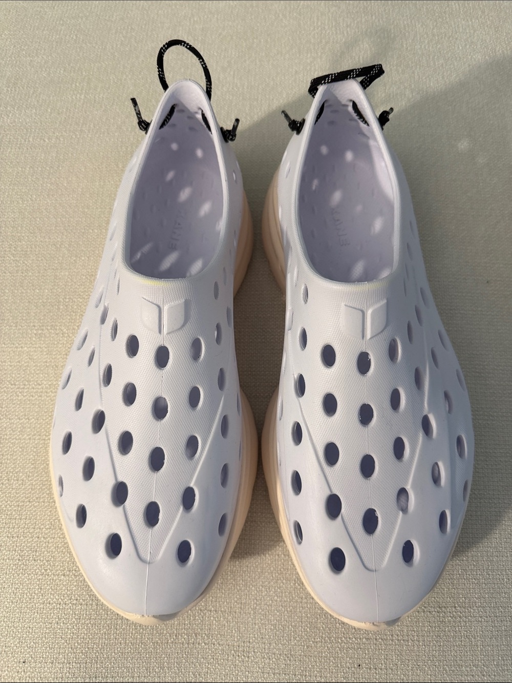 Men's White Slip-On Athletic Water-Friendly Shoes with Beige Sole